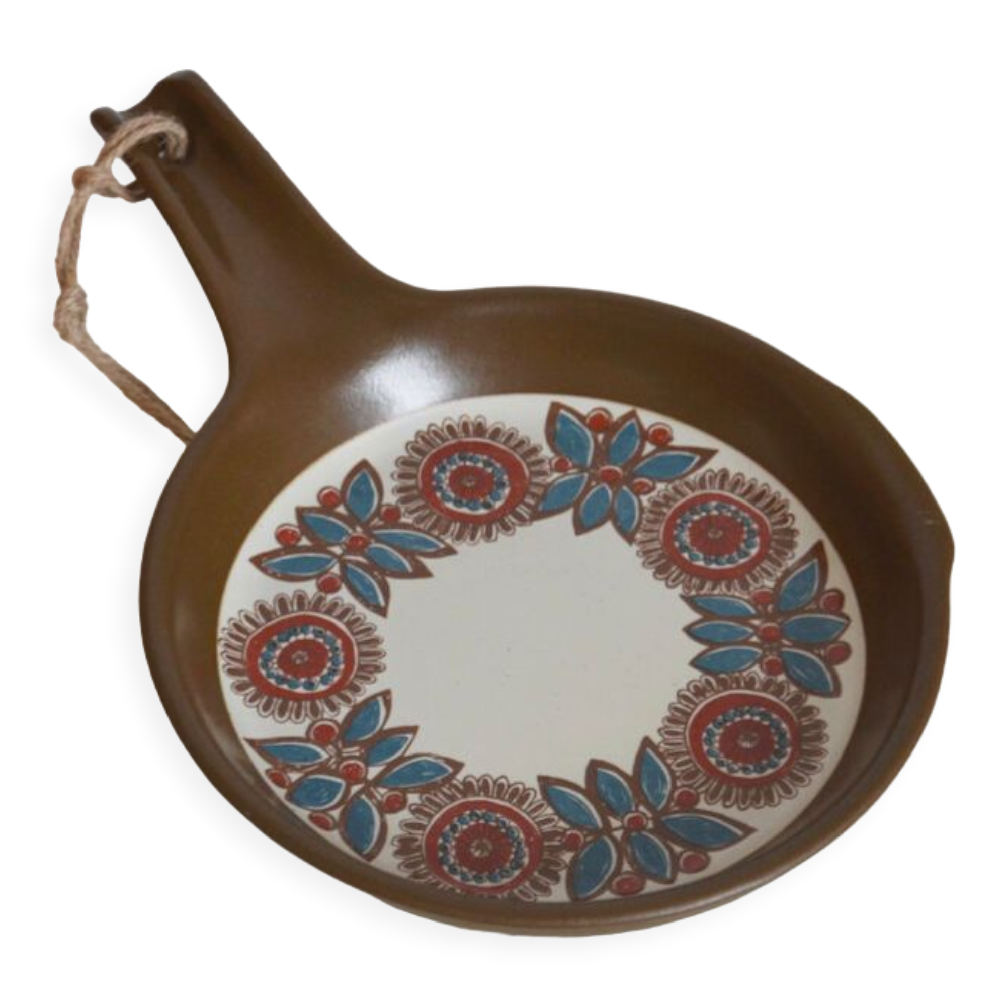 Scandinavian pan with painted floral patterns, vintage, never used