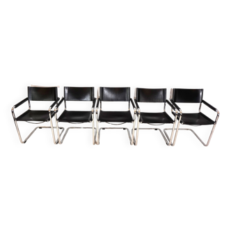 Ensemble de 5 chaises de salle à manger/conférence en cuir Matteo Grassi MG5