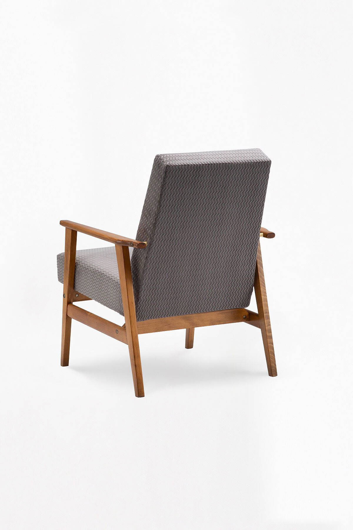 Śnieżka armchair from the 1970s./ gray patterned velor
