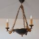 Lucien Gau French Empire Bronze Candlestick: Swan Arms, Green Tole