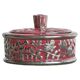 Boch Frères Keramis Rosa bowl with lid, flowers and butterflies in silver glaze.