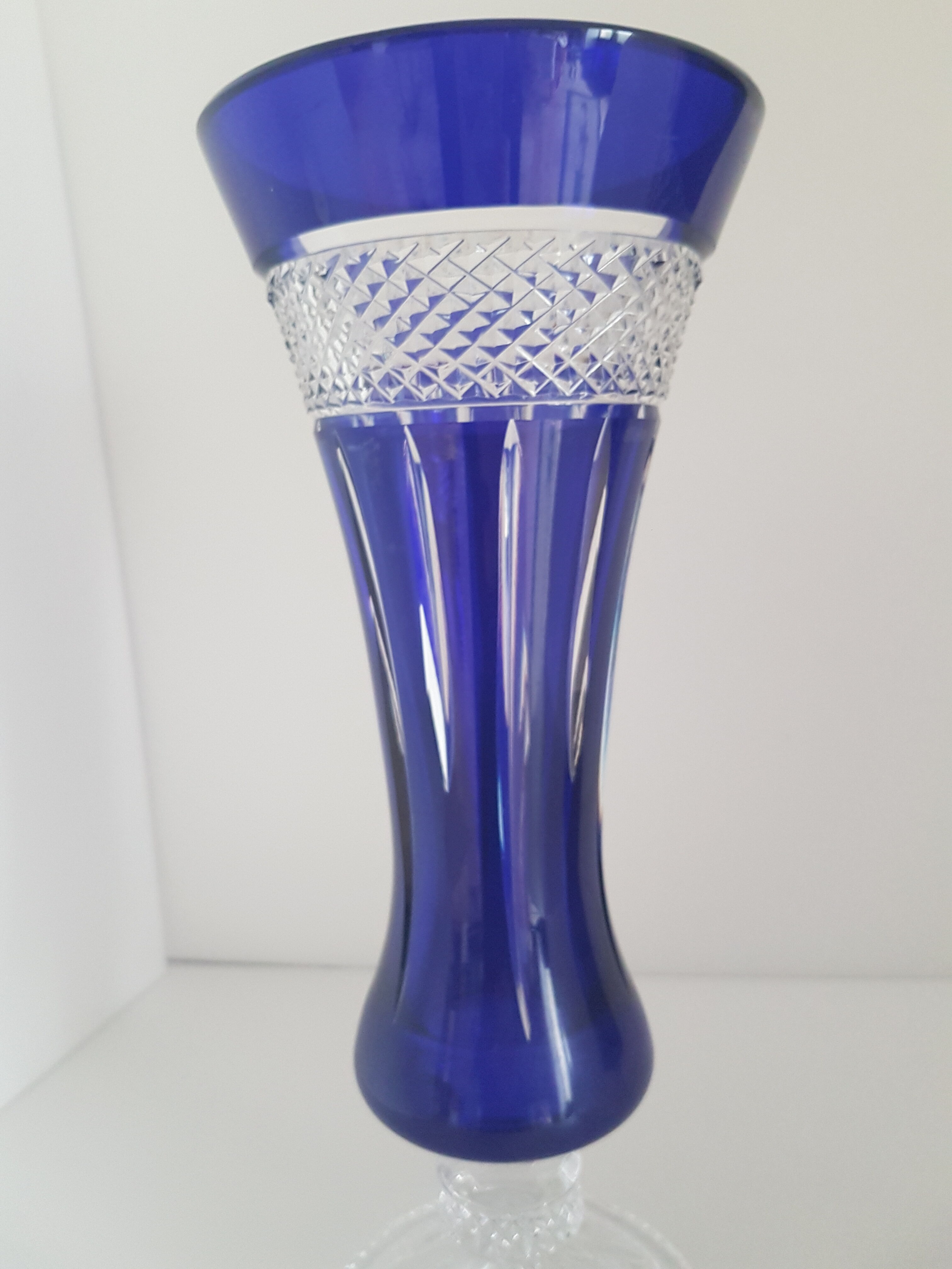 Pair of blue vases crystallism of Lorraine, Saint-Louis- tommy collection