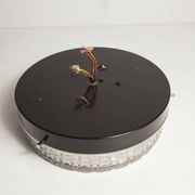S+ Megal round ceiling light in black and opaque Swiss machined glass 90