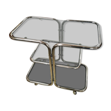 Chrome rolling table and smoked glass