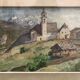 Watercolor painting painting Switzerland mountain XXth