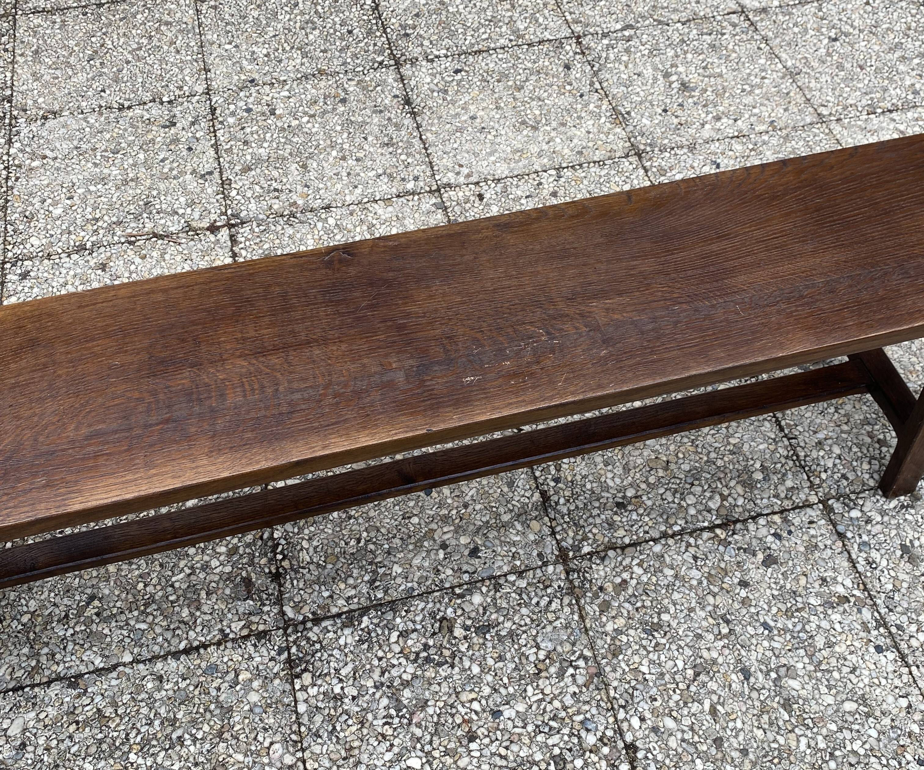 Solid oak farmhouse bench 180cm for rustic farmhouse table 1950
