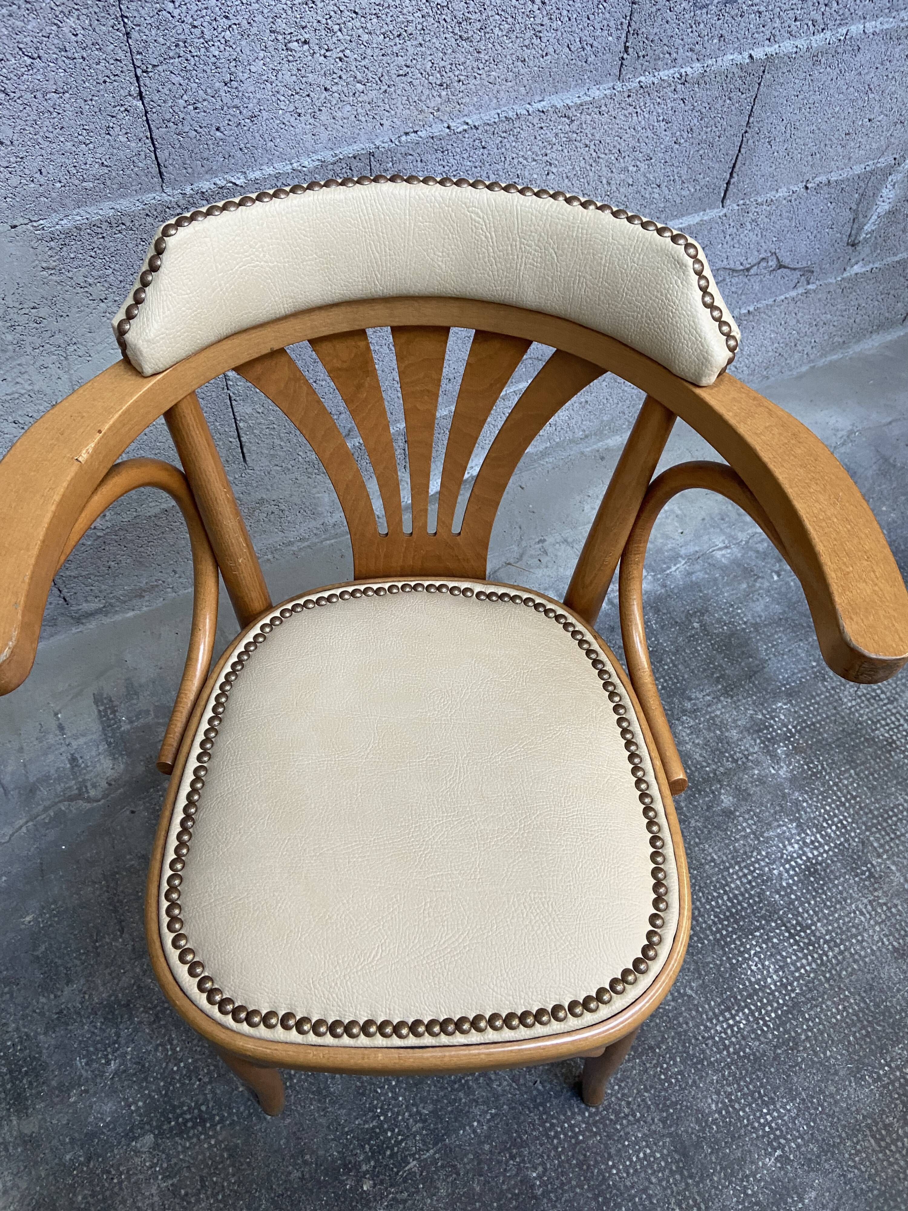 Office armchair curved wood  vintage 80s
