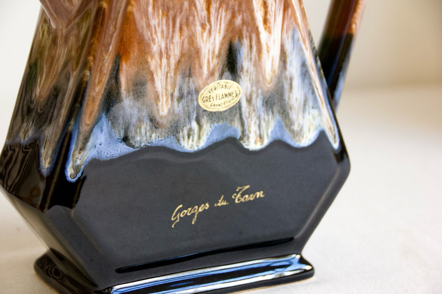 Flamed ceramic carafe jug