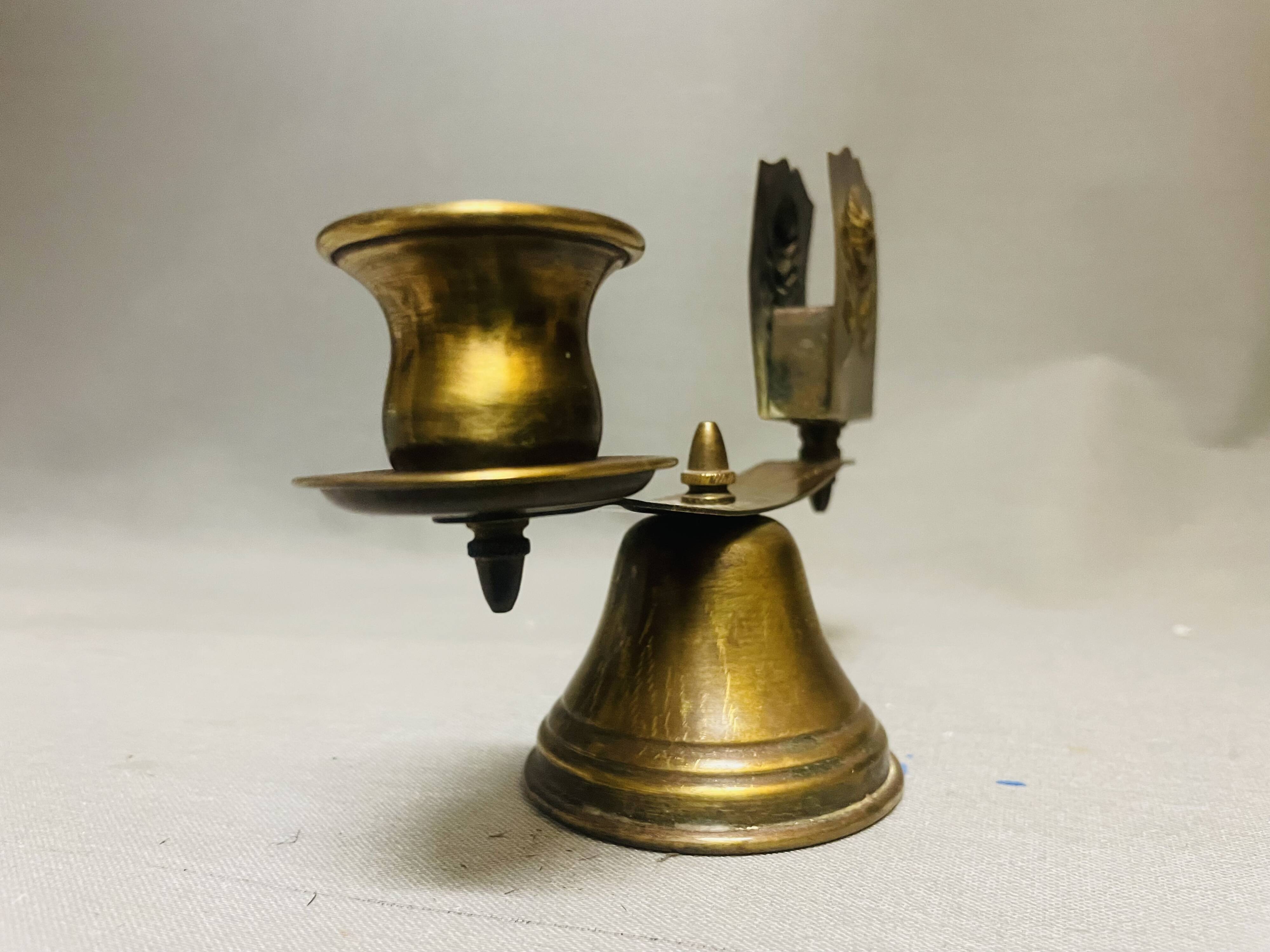 Church brass candle holder with matchbox