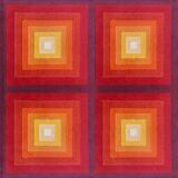 1970s Gorgeous Verner Panton Style "Quadrat" Geometric Op Art Rug. Made in