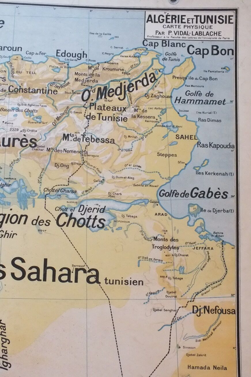 Vintage Vidal Lablache Algeria Tunisia No. 11 school map