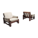 Pair of modern mid-century solid mahogany clubs - 1960