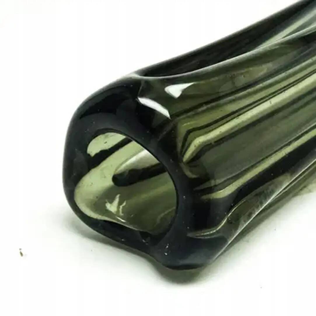 Brutalism vase, green pressed glass, Ząbkowice, Poland, 1970s