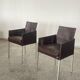 Pair of Karl-Friedrich Förster Leather and Rattan Chairs Germany 1990s