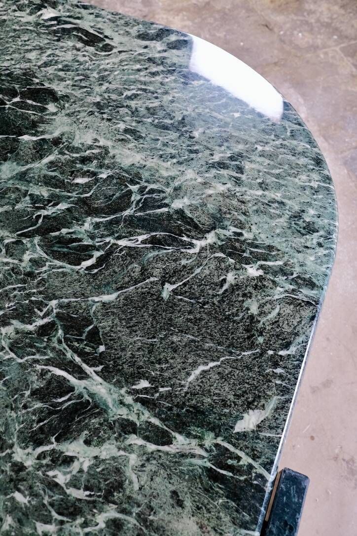 Emerald green marble "eye" coffee table, Roche Bobois, France, 1970s