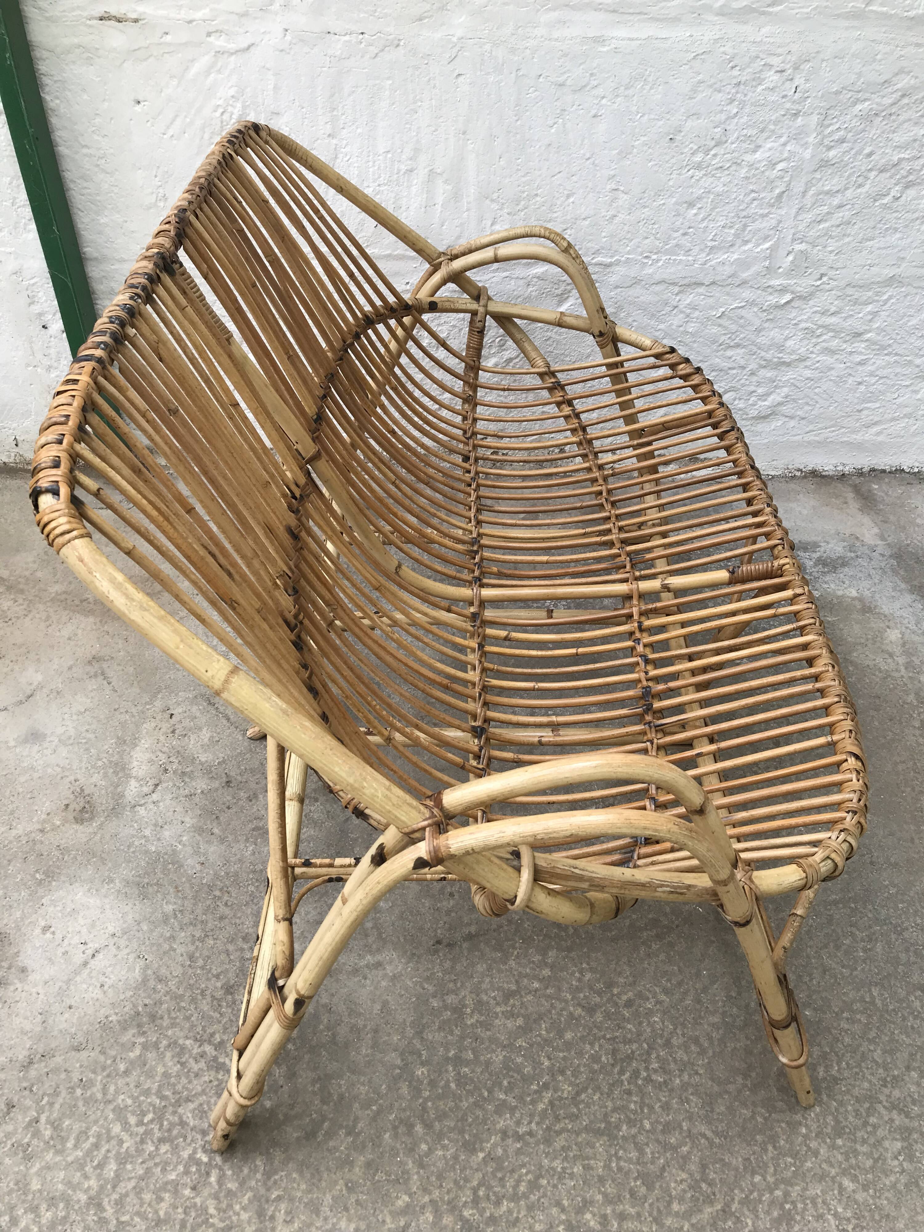 Vintage rattan bench