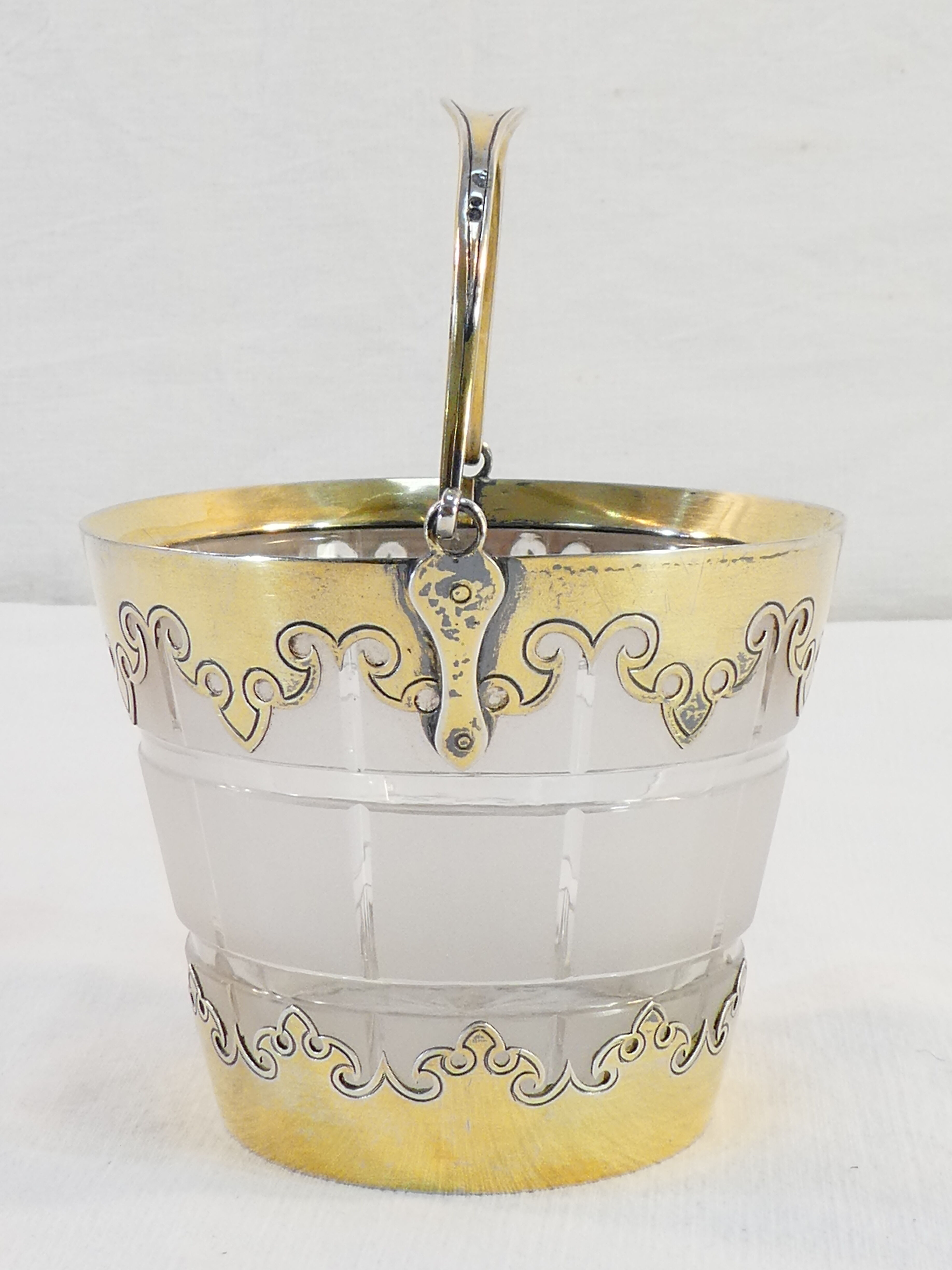 Ice bucket glacons in solid silver vermeil london 1864 victorian era