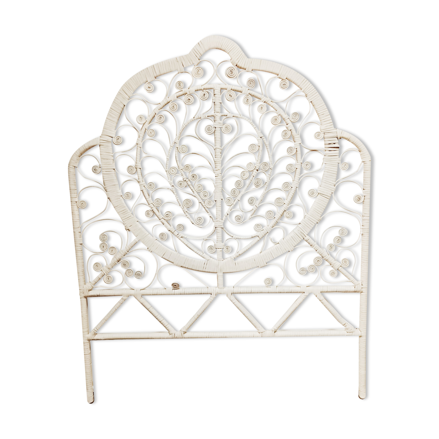 Peacock rattan headboard
