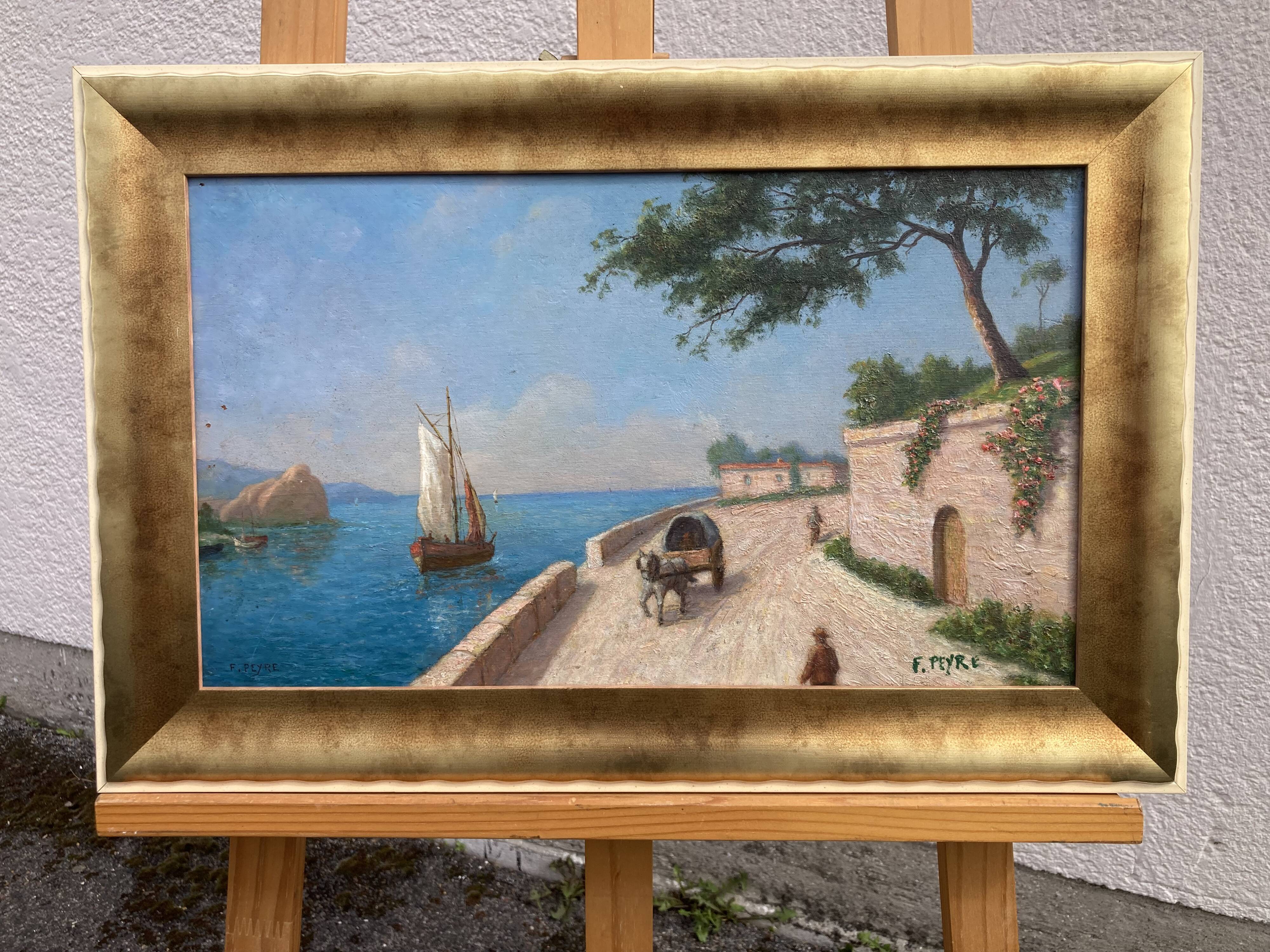 French School of the 20th century, Mediterranean seaside, oil on panel