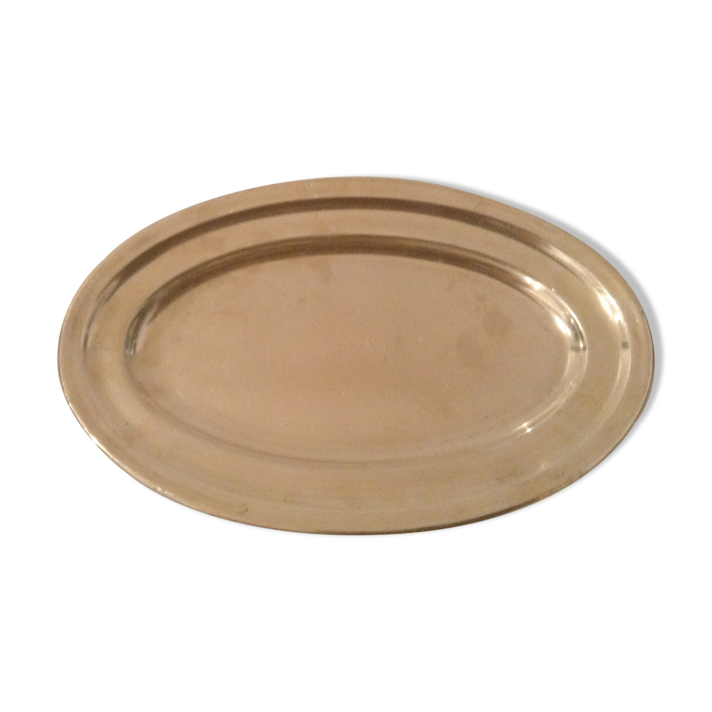 Flat oval silver metal