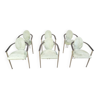 Vintage dining chairs by Belgo chrom, set of 6 - 1980s