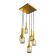 Cascade chandelier 6 elements, Staff Leuchten, brass and gold-plated aluminum, glass, ca 1970