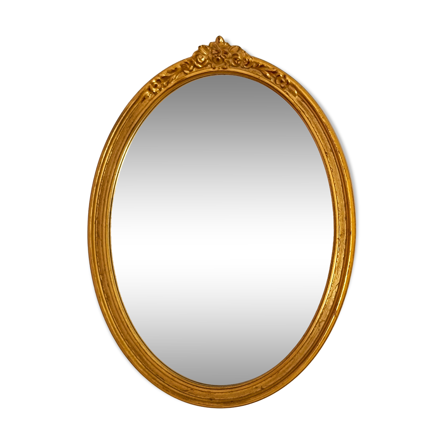 Antique oval-shaped gilded mirror
