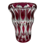 Cut and double red crystal vase from Val Saint-Lambert.