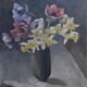 Anemones and Daffodils, Oil on Canvas Signed