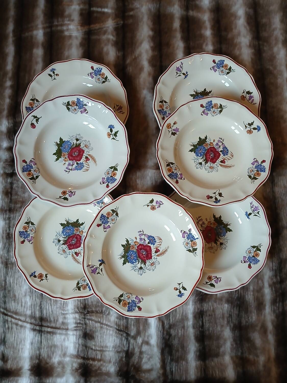 7 antique deep plates from Digoin and Sarreguemines