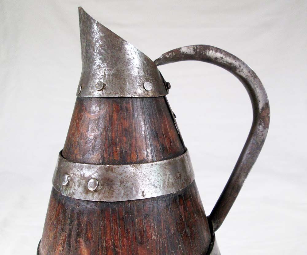 Ringed wooden pitcher