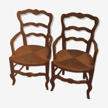 Pair of straw chairs