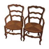 Pair of straw chairs