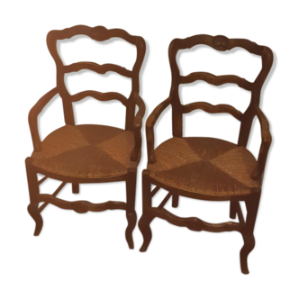 Pair of straw chairs
