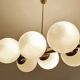 Vintage Glass Brass  Pendant Light, 1950s