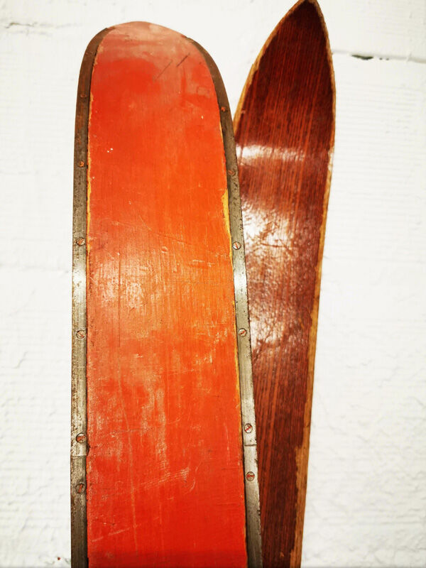 Pair of old wooden skis