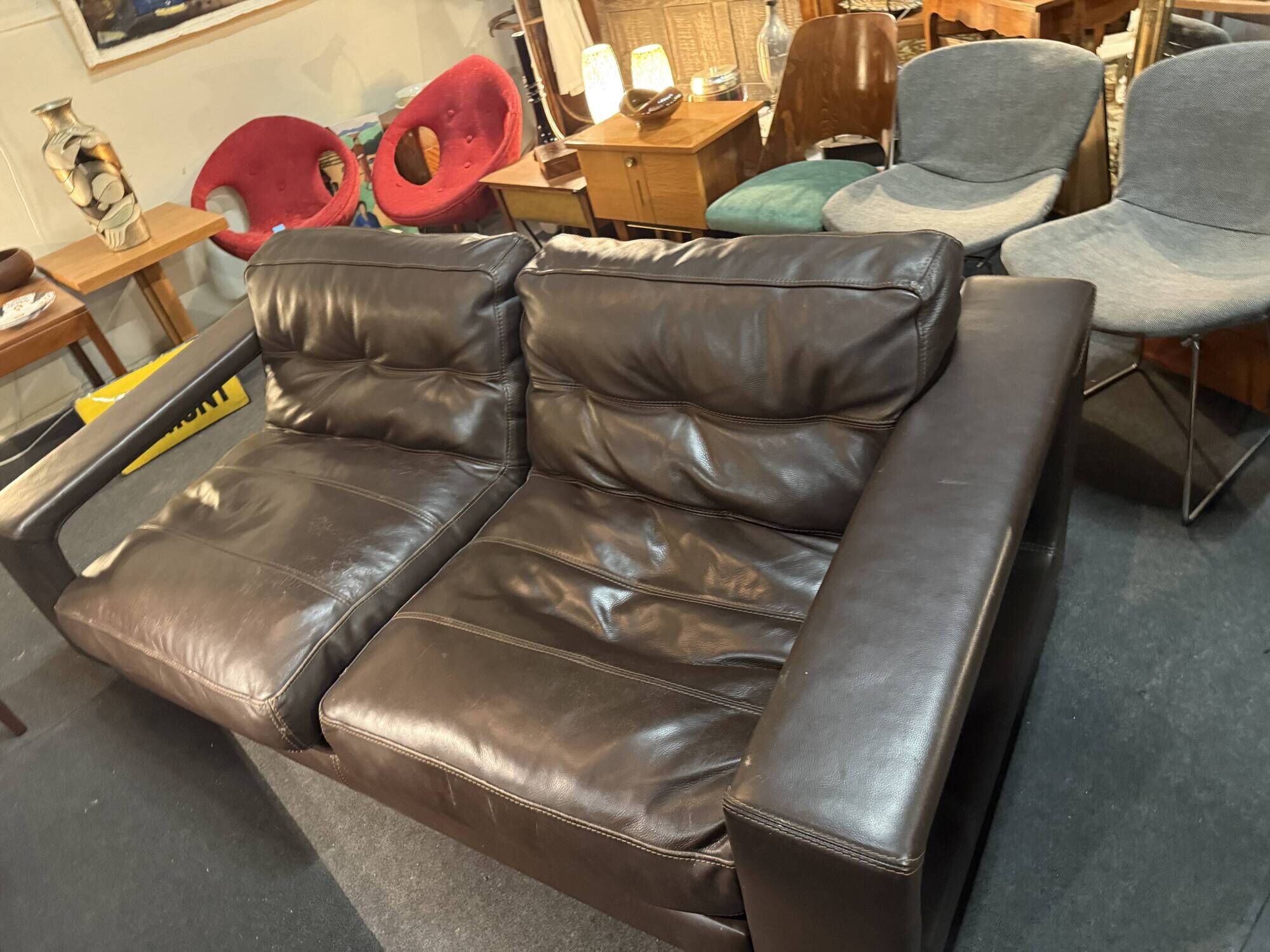 Two-seater leather sofa – Paul Daveluy by Steiner Paris – 1970s
