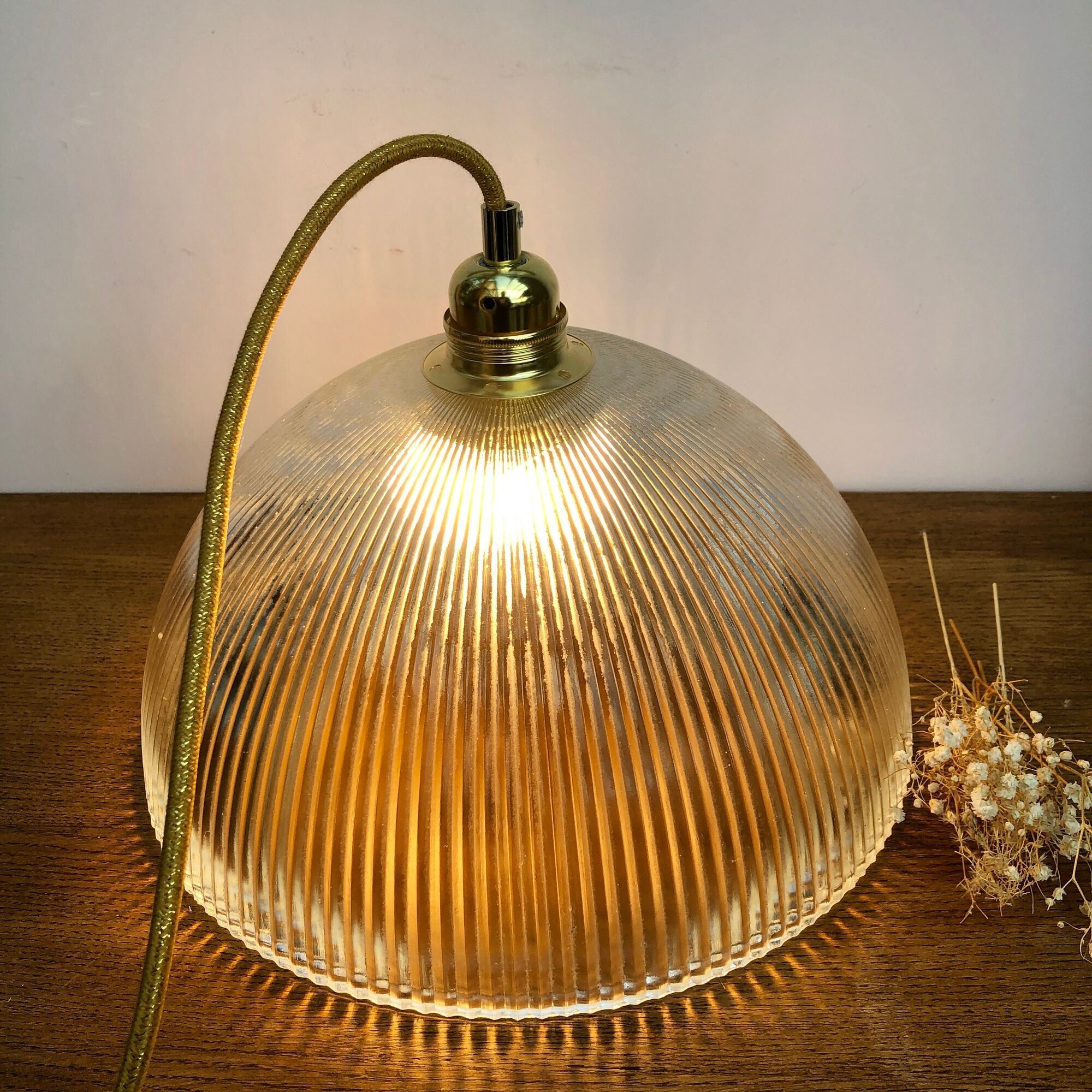Vintage Holophane glass lampshade