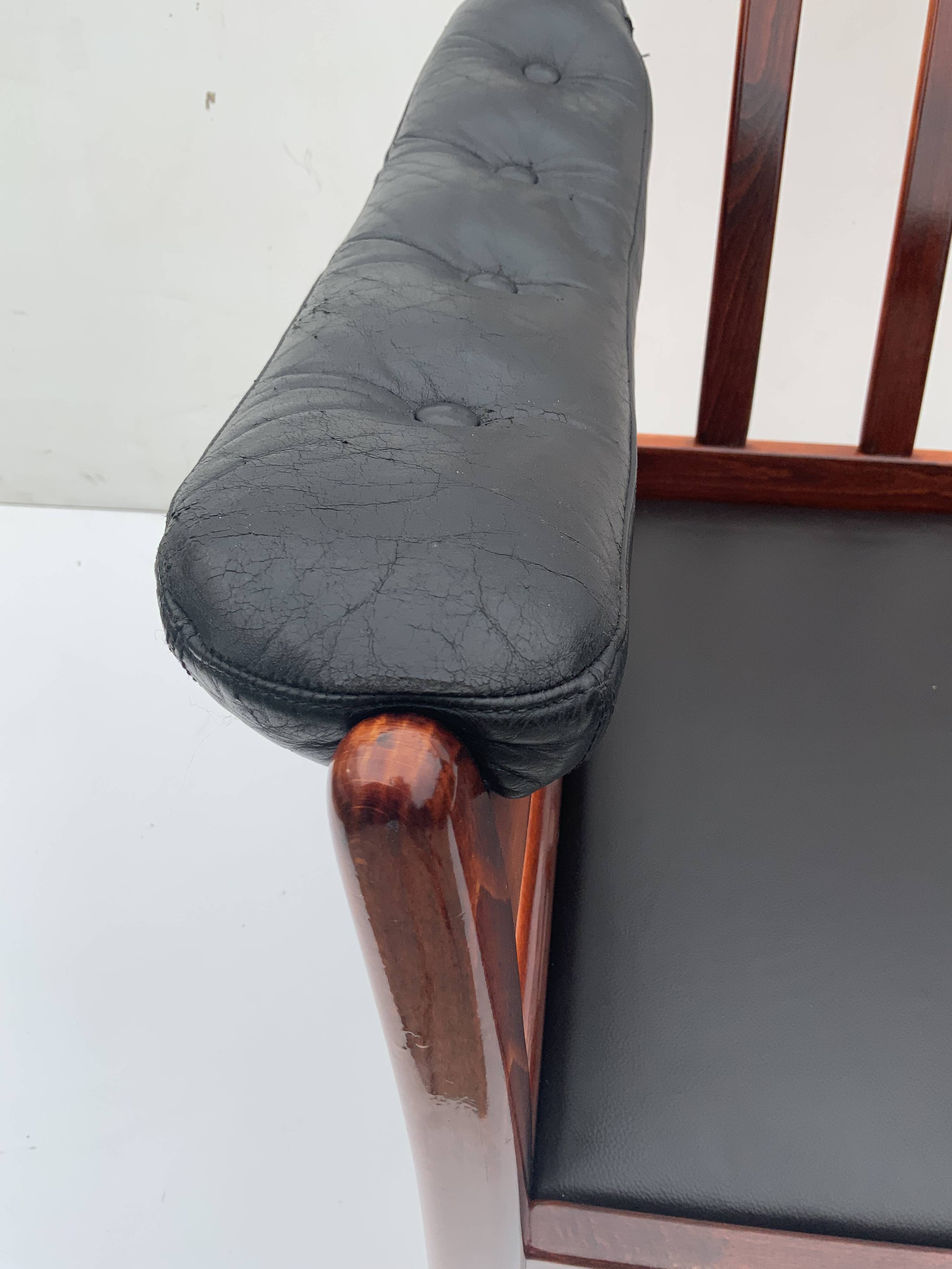 Vintage black leather lounge chair by gote mobler 1970s