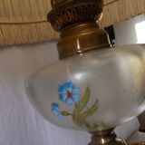lampe à huile électrifiée, en laiton et onyx