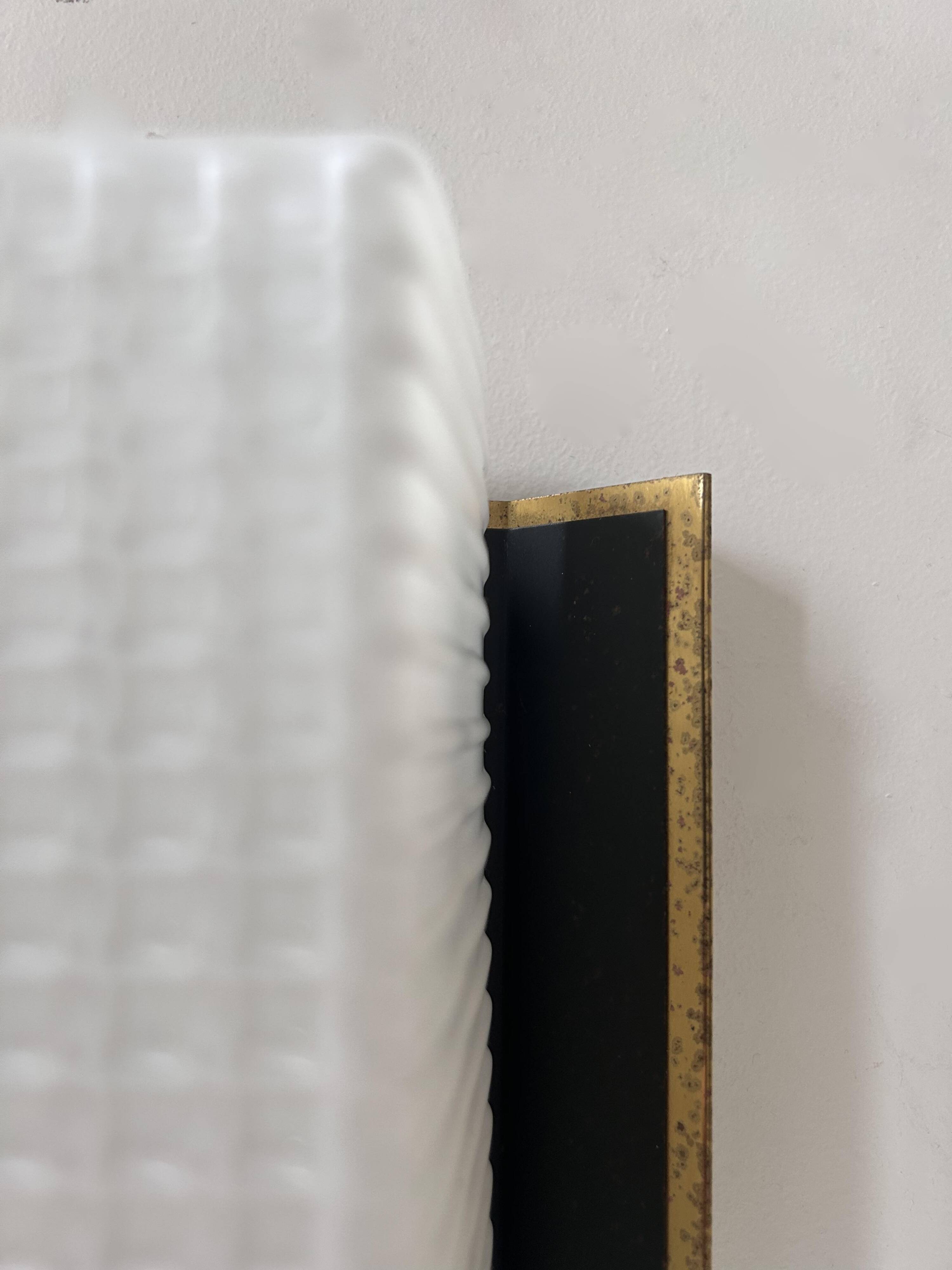 Vintage wall lamp, opaline and brass, France 1950