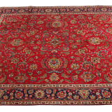 Tapis persan vintage tabriz en laine rouge 290x340cm