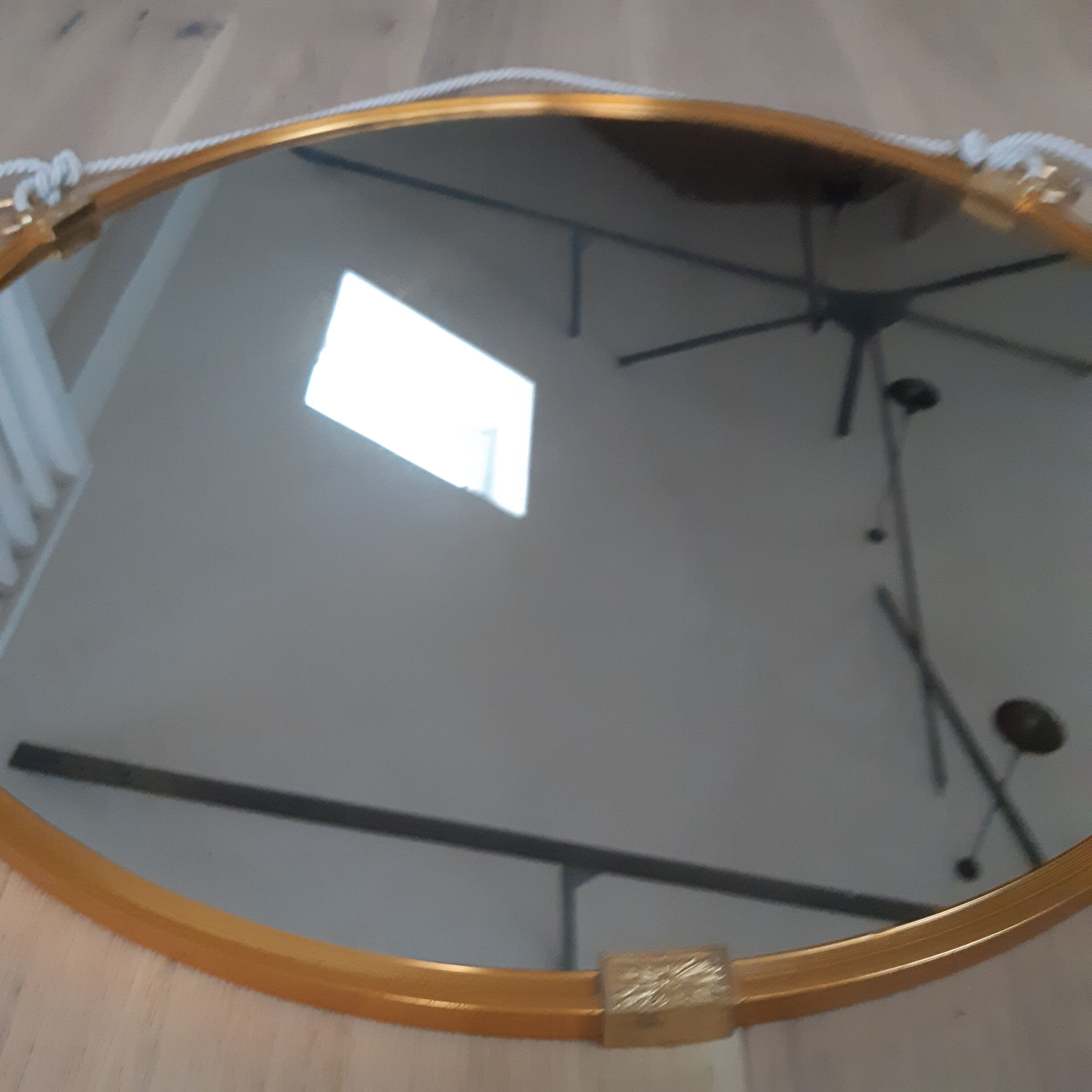 Large golden round mirror 70cm