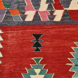 5x9 Red & Green Geometric Tribal Vintage Kilim Rug, 170x267Cm