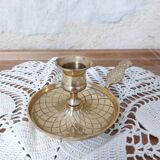 Brass candle holder with pineapple handle, France 50s/60s