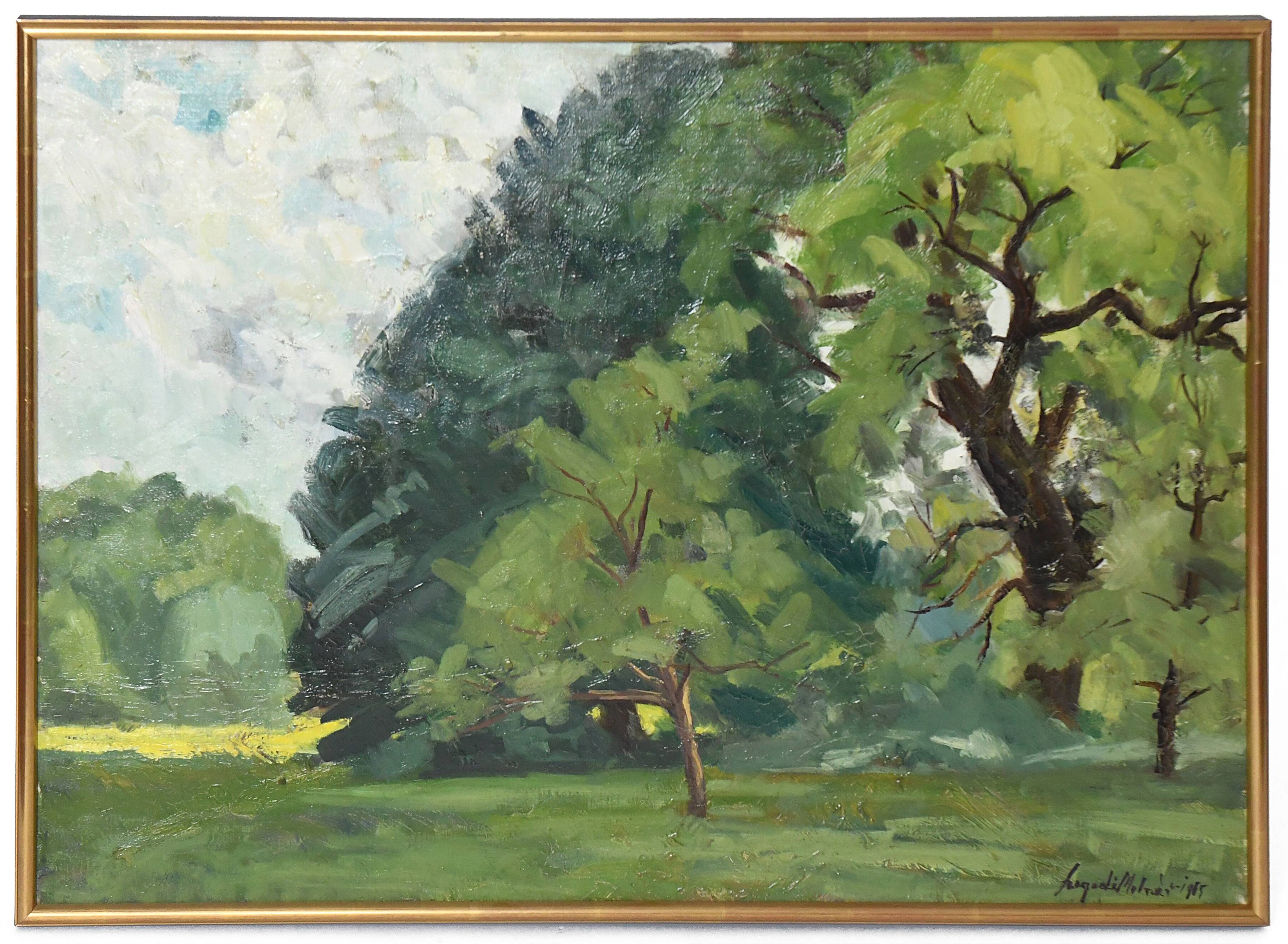 Geza szegedi molnar (1906-1970) oil on canvas "landscape"