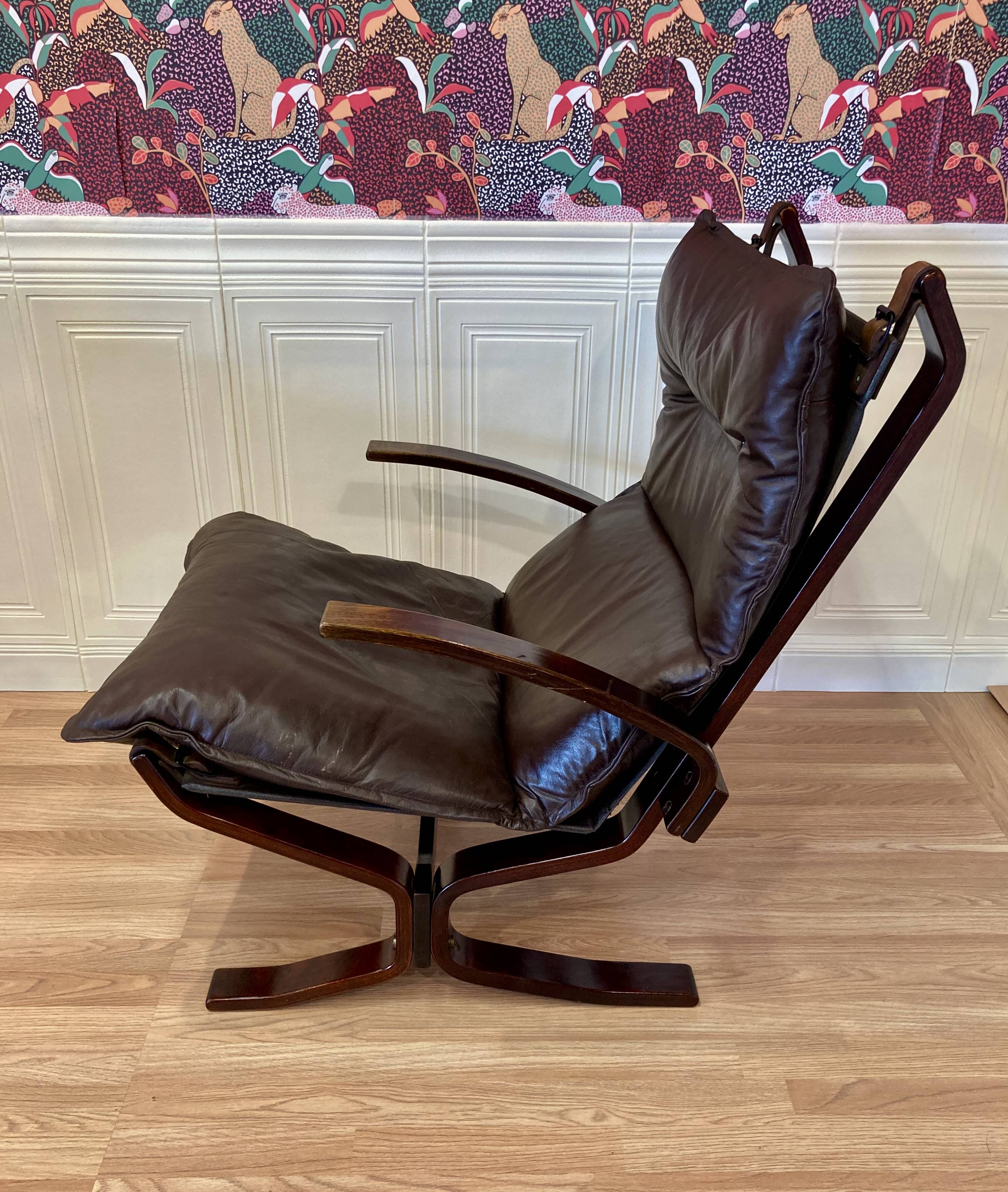 Leather armchair "Scandinavian design" 1950 "Ingmar Relling".