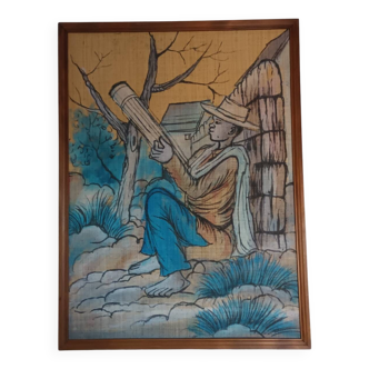 Vintage Madagascar figurative painting