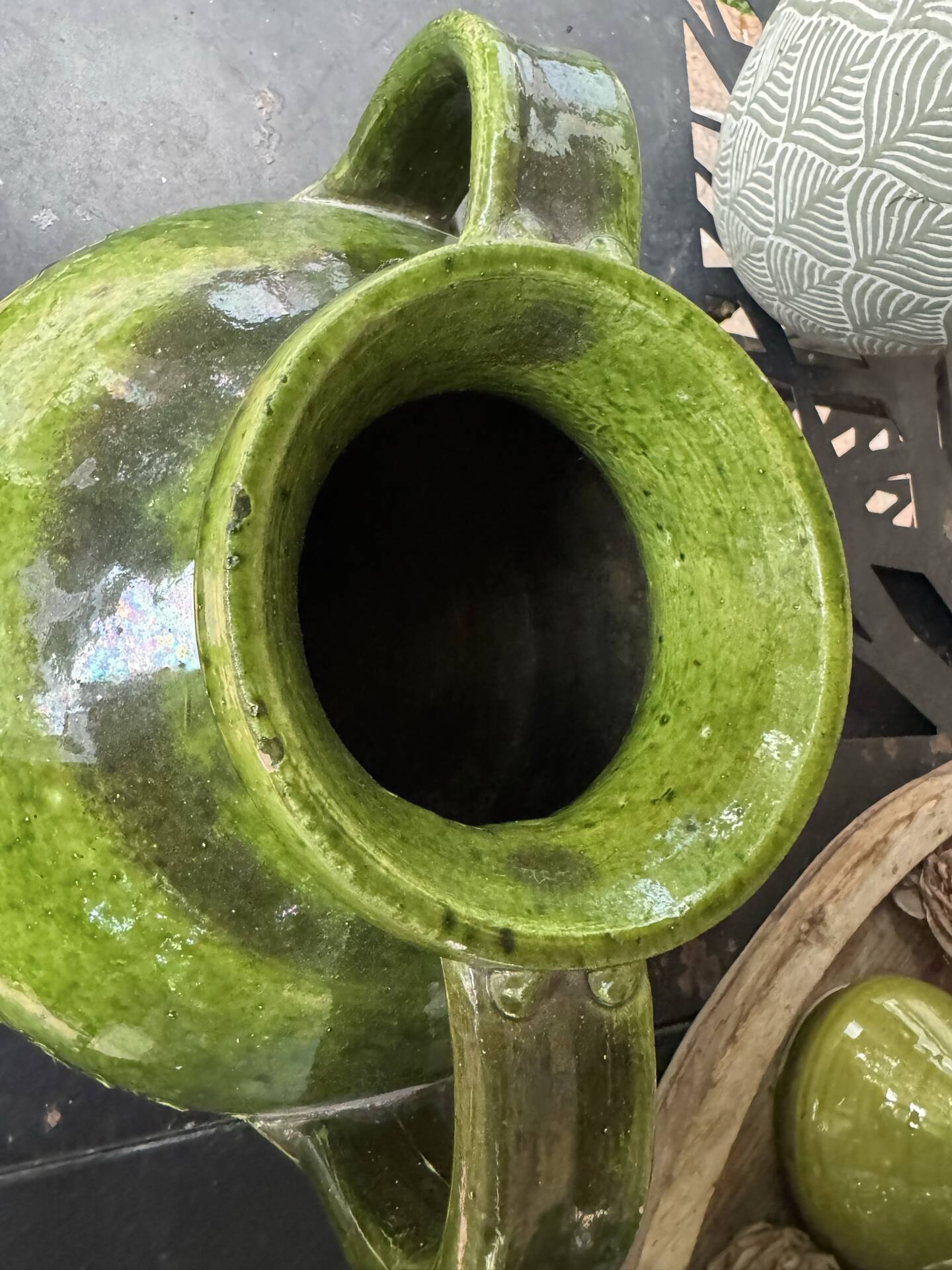 Jarre en terre cuite vernissée vert – Années 20