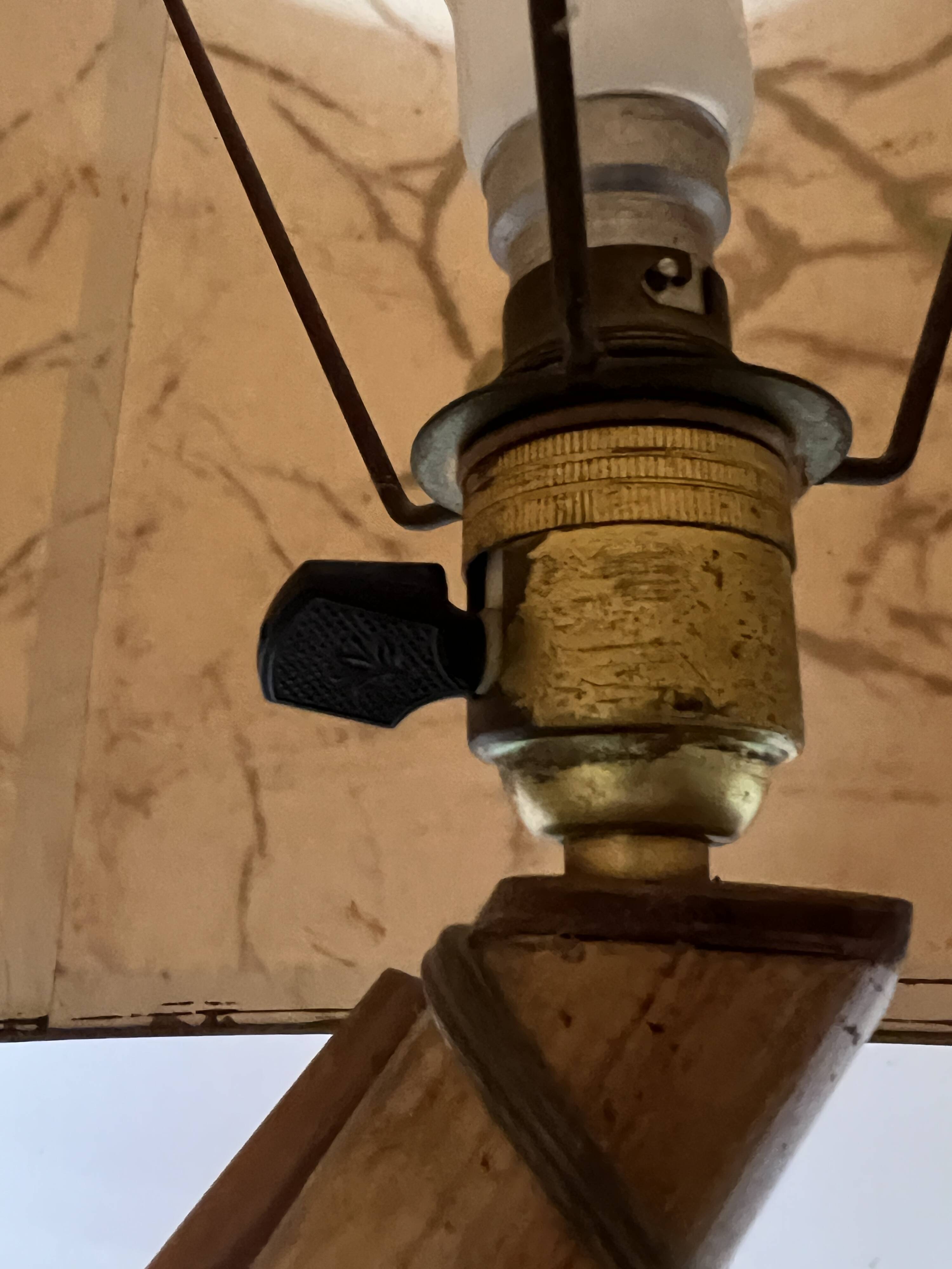 Rattan and bamboo plant holder floor lamp from the 70s